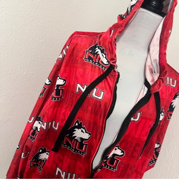 NIU Huskies Red Men's Plus Size XXL Lightweight Jacket Hoodie All Over Print - Picture 3 of 6